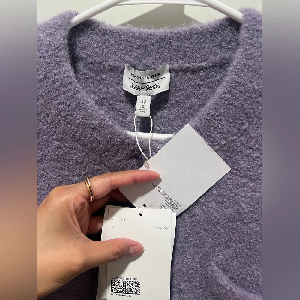 & Other Stories Lilac Cropped Button Cardigan